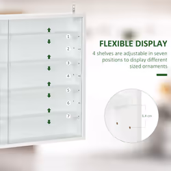 HOMCOM 5-Tier Wall Display Shelf Unit Cabinet w/ Shelves Glass Doors White
