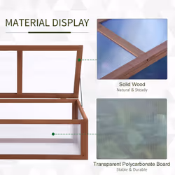 Outsunny Square Wooden Outdoor Greenhouse for Plants PC Board 100 x 65 x 40cm