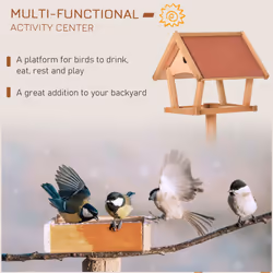 PawHut Wooden Bird Feeder Stand for Garden Backyard Decorative Pre-cut Natural - Additional view 4