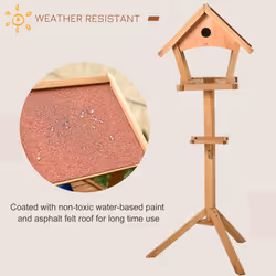 PawHut Wooden Bird Feeder Stand for Garden Backyard Decorative Pre-cut Natural - Additional view 5