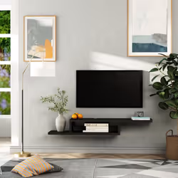 HOMCOM Wall Mounted Media Console Floating TV Stand with Shelf Black