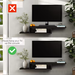 HOMCOM Wall Mounted Media Console Floating TV Stand with Shelf Black