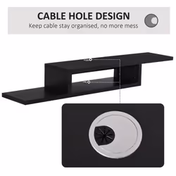 HOMCOM Wall Mounted Media Console Floating TV Stand with Shelf Black - Additional view 4