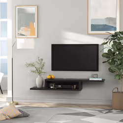HOMCOM Wall Mounted Media Console Floating TV Stand with Shelf Black - Additional view 7