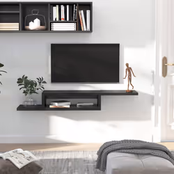 HOMCOM Wall Mounted Media Console Floating TV Stand with Shelf Black - Additional view 8