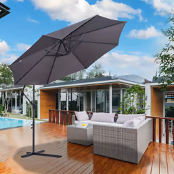 Outsunny 3M Cantilever Garden Umbrella | Grey Outdoor Parasol
