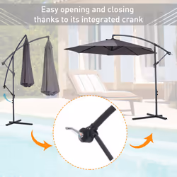 Outsunny 3M Cantilever Garden Umbrella | Grey Outdoor Parasol