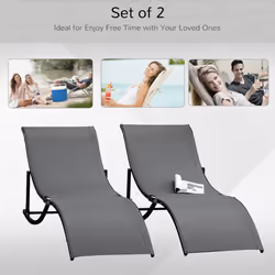 Outsunny Set of 2 Zero Gravity Lounge Chair Recliners Sun Lounger Dark Grey