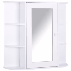 HOMCOM Wall Mounted Bathroom Cabinet w/ Mirror Single Door Storage Shelves