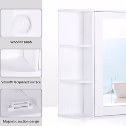 HOMCOM Wall Mounted Bathroom Cabinet w/ Mirror Single Door Storage Shelves