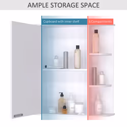 HOMCOM Wall Mounted Bathroom Cabinet w/ Mirror Single Door Storage Shelves - Additional view 4