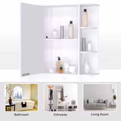 HOMCOM Wall Mounted Bathroom Cabinet w/ Mirror Single Door Storage Shelves - Additional view 6
