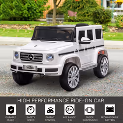 HOMCOM Mercedes Benz G500 12V Kids Electric Ride On Car w/ Remote Control White