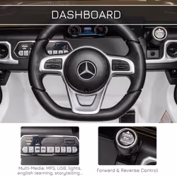 HOMCOM Mercedes Benz G500 12V Kids Electric Ride On Car w/ Remote Control White - Additional view 4