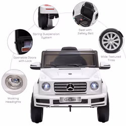 HOMCOM Mercedes Benz G500 12V Kids Electric Ride On Car w/ Remote Control White - Additional view 5