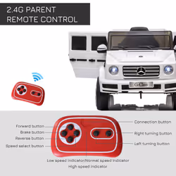 HOMCOM Mercedes Benz G500 12V Kids Electric Ride On Car w/ Remote Control White - Additional view 6