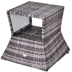 Outsunny Rattan Wicker Tea Coffee Table w/ Umbrella Hole and Storage