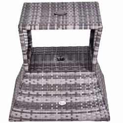 Outsunny Rattan Wicker Tea Coffee Table w/ Umbrella Hole and Storage - Additional view 7