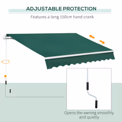Outsunny Manual Retractable Awning Garden Shelter Canopy 3 x 2m Green - Additional view 4