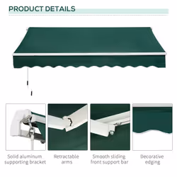 Outsunny Manual Retractable Awning Garden Shelter Canopy 3 x 2m Green - Additional view 5