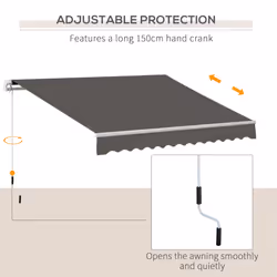 Outsunny Manual Retractable Awning Garden Shelter Canopy 3 x 2m Grey - Additional view 5