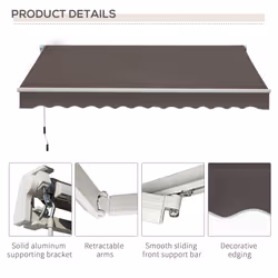 Outsunny Manual Retractable Awning Garden Shelter Canopy 3 x 2m Grey - Additional view 6