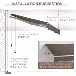 Outsunny Manual Retractable Awning Garden Shelter Canopy 3 x 2m Grey - Additional view 7