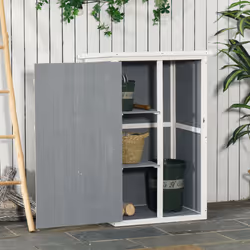 Outsunny Garden Shed Outdoor Tool Storage w/ 2 Shelve 75 x 56 x115cm Grey