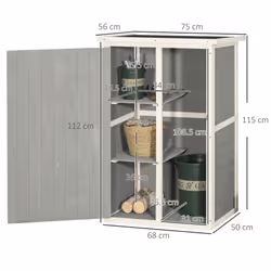 Outsunny Garden Shed Outdoor Tool Storage w/ 2 Shelve 75 x 56 x115cm Grey - Additional view 7