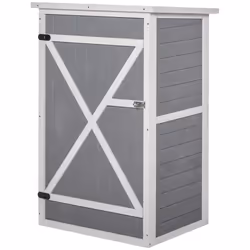 Outsunny Garden Shed Outdoor Tool Storage w/ 2 Shelve 75 x 56 x115cm Grey - Additional view 8