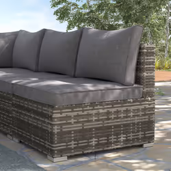 Outsunny Outdoor Garden Furniture Rattan Single Middle Sofa w/ Cushion Dark Grey