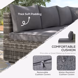 Outsunny Outdoor Garden Furniture Rattan Single Middle Sofa w/ Cushion Dark Grey
