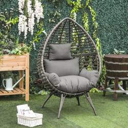 Outsunny Outdoor indoor Wicker Teardrop Chair with Cushion Rattan Lounger