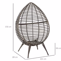 Outsunny Outdoor indoor Wicker Teardrop Chair with Cushion Rattan Lounger