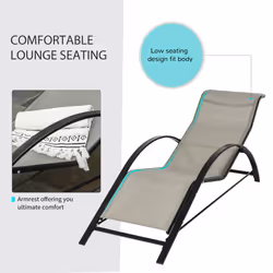 Outsunny 3 Pieces Lounge Chair Set Garden Sunbathing Chair w/ Table Grey