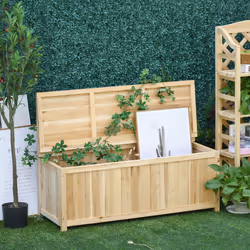 Outsunny Wood Storage Bench for Patio, Outdoor Garden Seating, Natural