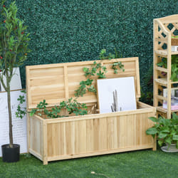 Outsunny Wood Storage Bench for Patio, Outdoor Garden Seating, Natural