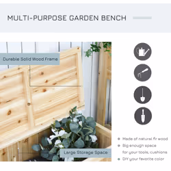 Outsunny Wood Storage Bench for Patio, Outdoor Garden Seating, Natural