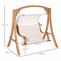 Outsunny Wooden Porch A-Frame Swing Chair w/ Canopy and Cushion for Patio Garden