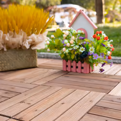 Outsunny 27pc Floor Tiles Interlocking Solid Wood DIY Deck Tiles Outdoor Brown