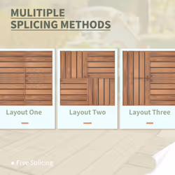 Outsunny 27pc Floor Tiles Interlocking Solid Wood DIY Deck Tiles Outdoor Brown