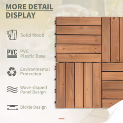 Outsunny 27pc Floor Tiles Interlocking Solid Wood DIY Deck Tiles Outdoor Brown