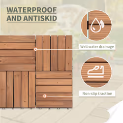 Outsunny 27pc Floor Tiles Interlocking Solid Wood DIY Deck Tiles Outdoor Brown - Additional view 5