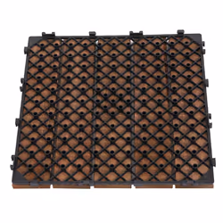 Outsunny 27pc Floor Tiles Interlocking Solid Wood DIY Deck Tiles Outdoor Brown - Additional view 7