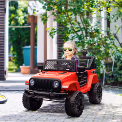 HOMCOM 12V Kids Electric Ride On Car Truck Off-road Toy W/ Remote Control Red