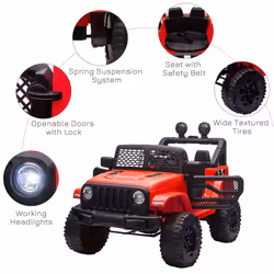 HOMCOM 12V Kids Electric Ride On Car Truck Off-road Toy W/ Remote Control Red - Additional view 4
