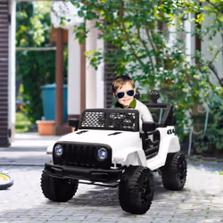 HOMCOM 12V Kids Electric Ride On Car Truck Off-road Toy W/ Remote Control White