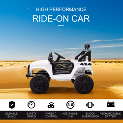 HOMCOM 12V Kids Electric Ride On Car Truck Off-road Toy W/ Remote Control White - Additional view 11