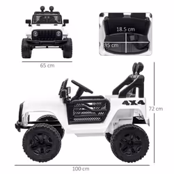 HOMCOM 12V Kids Electric Ride On Car Truck Off-road Toy W/ Remote Control White