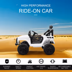 HOMCOM 12V Kids Electric Ride On Car Truck Off-road Toy W/ Remote Control White - Additional view 4